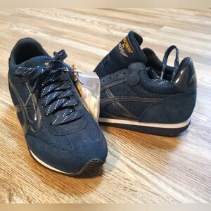 Bobs Womens 7 Hollywood Navy Jogger Sneaker Suede Mesh 34179 Memory Foam